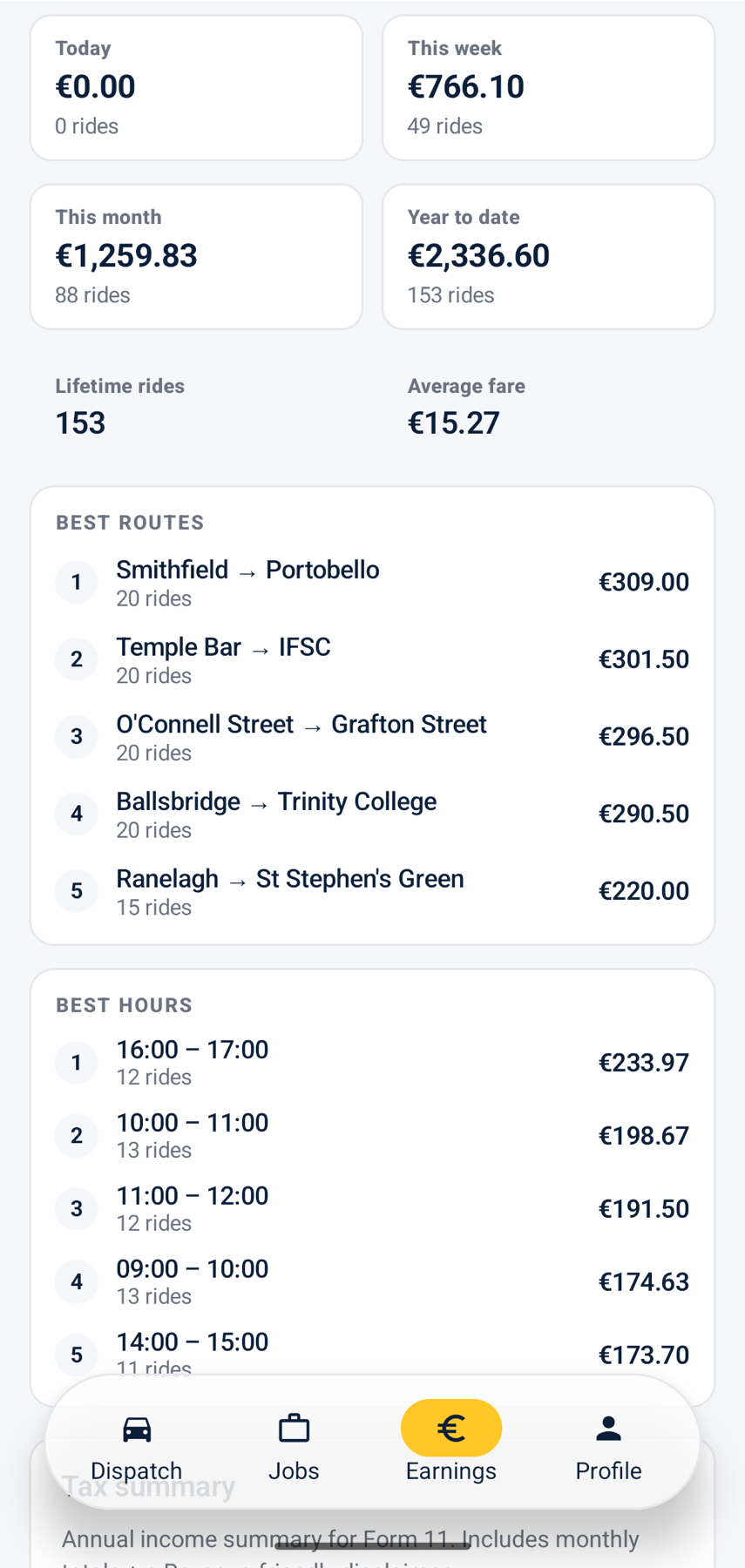 Driver · earnings: FairTaxi on Android
