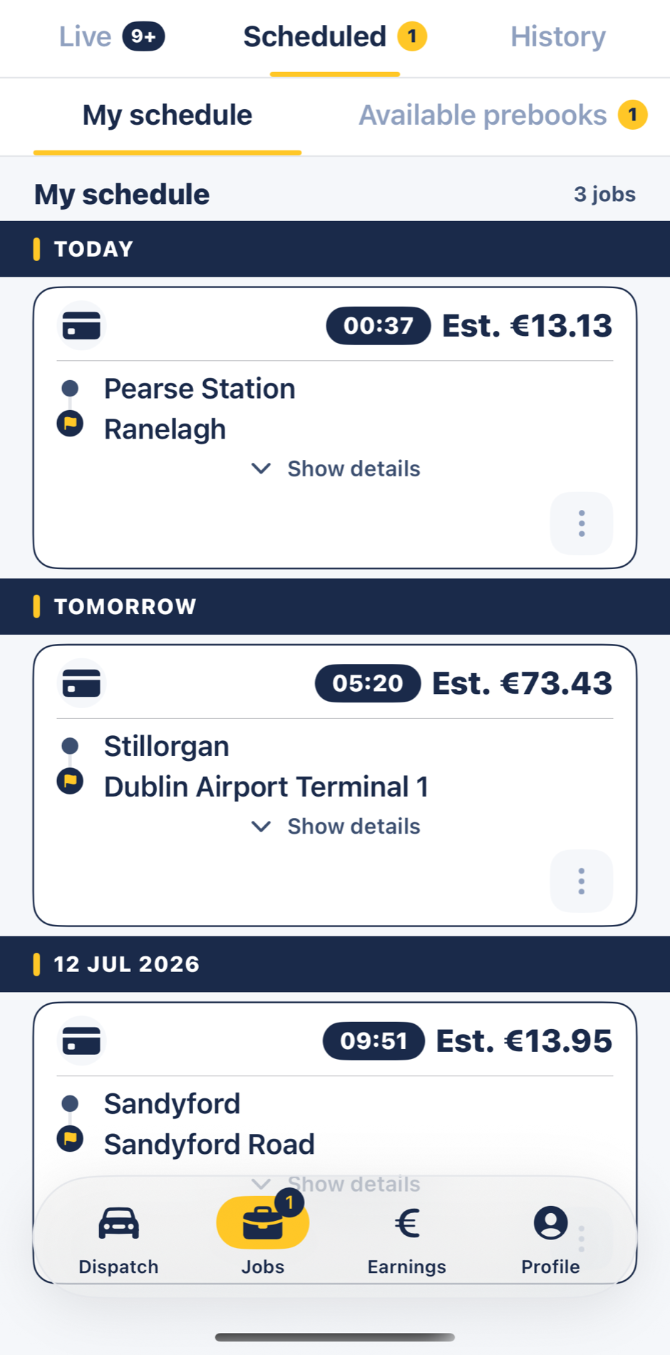 Driver · prebook: FairTaxi on iPhone