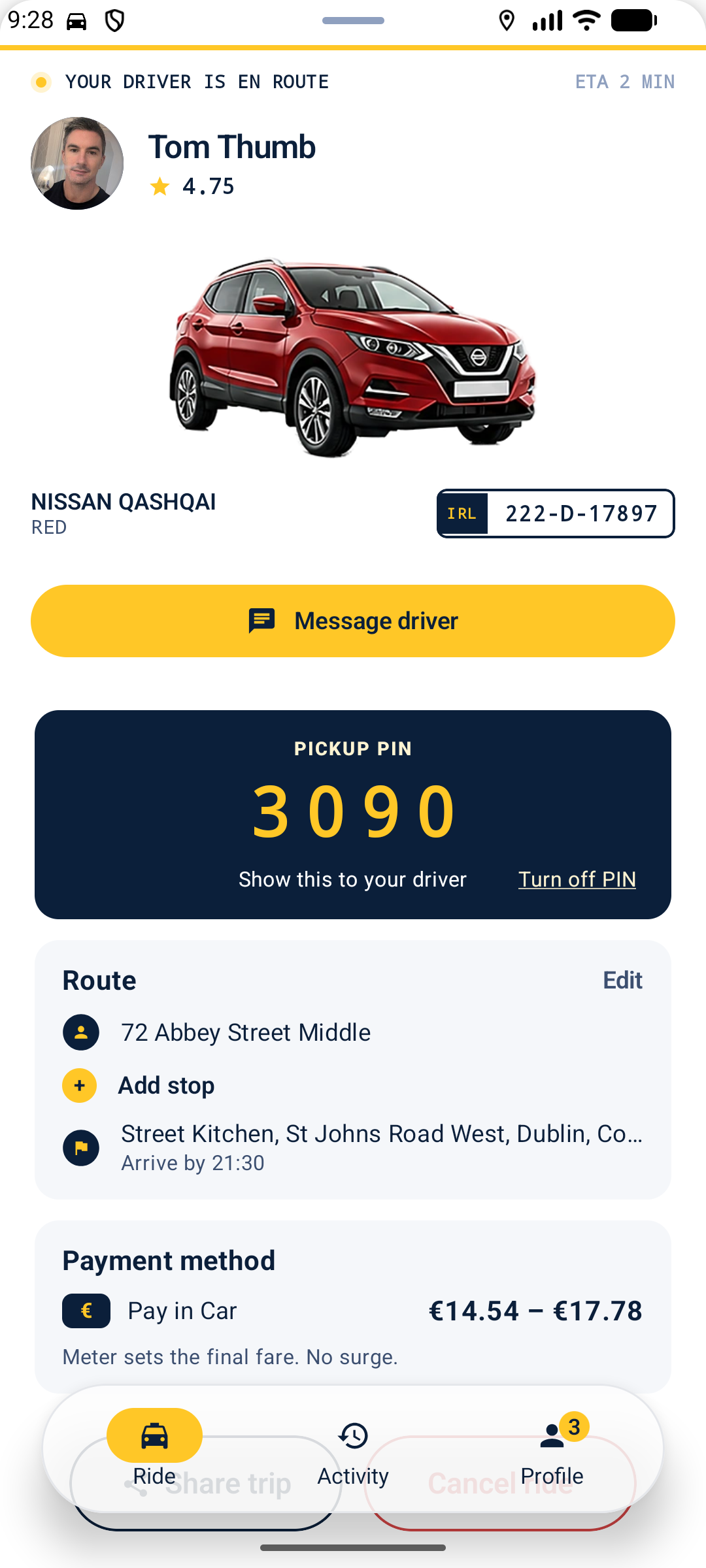 Rider · your driver: FairTaxi on Android
