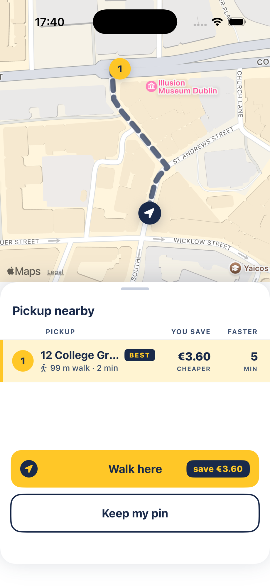 Rider · fare & savings: FairTaxi on iPhone