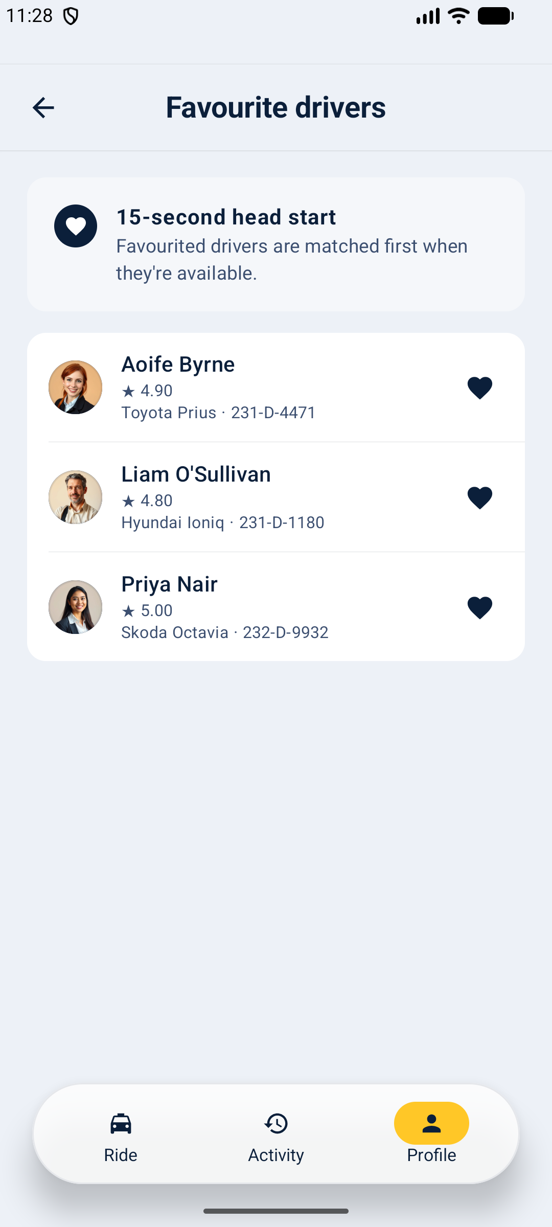 Rider · favourites: FairTaxi on Android