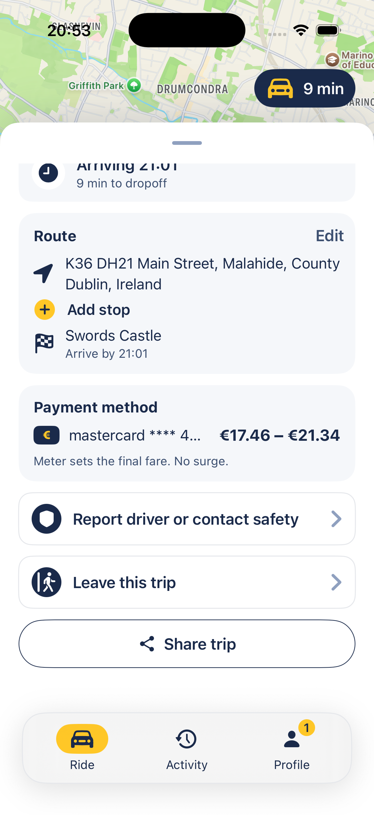 Rider · safety: FairTaxi on iPhone